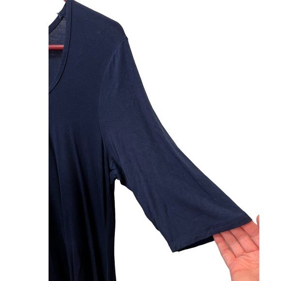 24seven Swing Tunic Top Round Neck Elbow Sleeve Navy XL - Picture 2 of 4